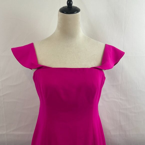 Jay Godfrey Off Shoulder Mini Dress 8 Bright Pink Semi-Open Back - Picture 2 of 14